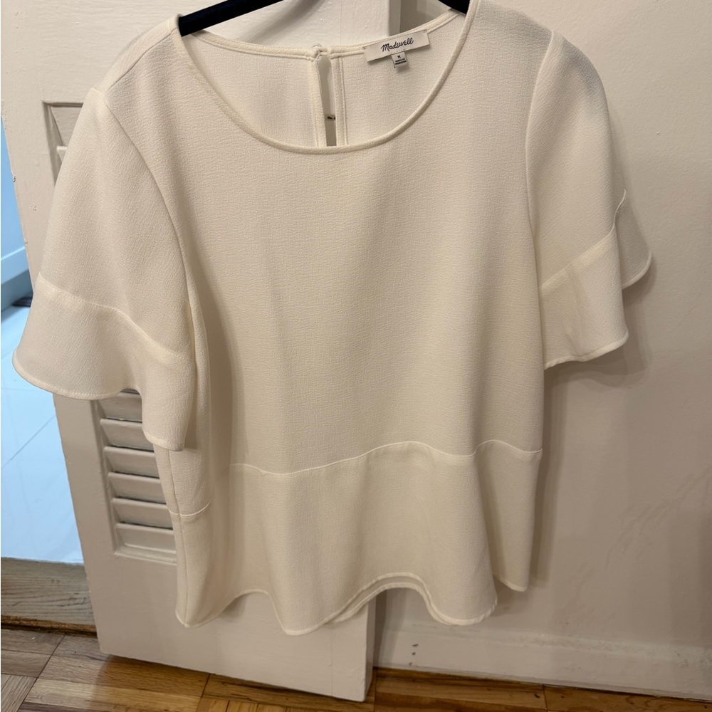 Madewell White Short Sleeve Blouse